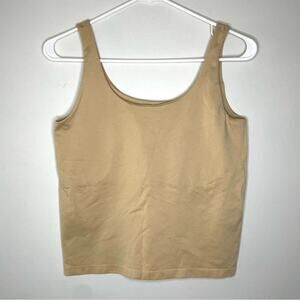 Avec Les Filles Tan Nude Built In Bra Cropped Tank Size S/M
